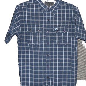 Hurley L Blue/White Plaid S/S Button Down Shirt